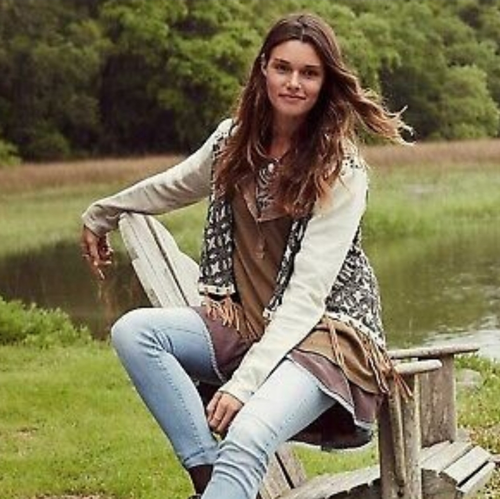 GIMMICKS by BUCKLE Boho Fringe Flyaway Cardigan, M